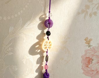 Colgante de borla inspirado en Mo Dao Zu Shi Jiang Cheng / Borla morada con forma de rodaja de raíz de loto para colgar en el coche