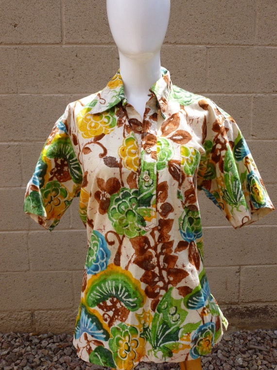 Vintage 1950 Tropicana Hawaii Bark Cloth Hawaiian… - image 1