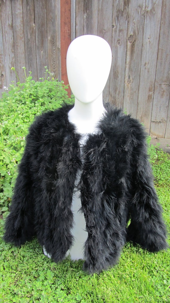 Fabulous Vintage Black Marabou Feather Boa Jacket 