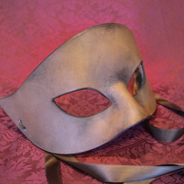 Brown Leather Masquerade Domino Mask