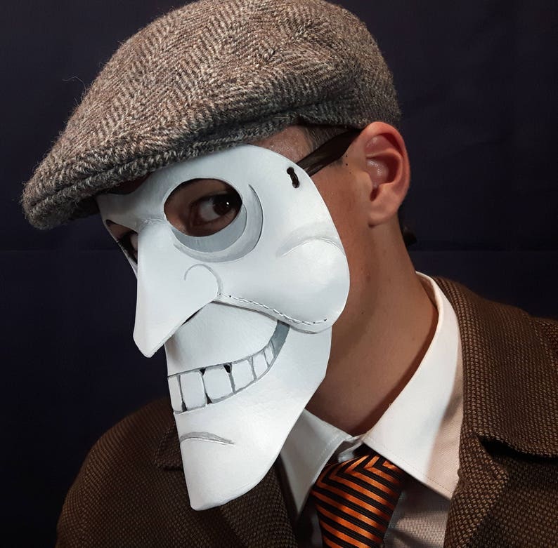 men/'s masquerade bauta we happy few leather mask clown mask bauta venetian mask grin mask full face mask theatre mask