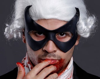 Máscara de cuero Devil Horn en negro - demonio - máscara de mascarada - fetiche