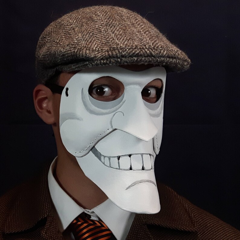 men/'s masquerade bauta we happy few leather mask clown mask bauta venetian mask grin mask full face mask theatre mask