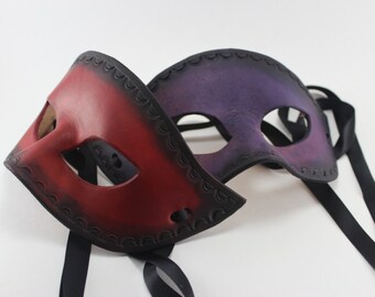 Masquerade Mask in Purple or Red - Domino style with black border design