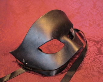 Schwarze Leder Maskerade Domino Maske