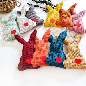 Körnerkissen Hase Kirschkernkissen Dinkelkissen Wärmekissen Kältekissen Babygeschenk Musselin Waffelpiqué Hasenliebe afbeelding 8