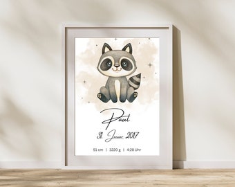 Geburtsposter | personalisiert mit Name + Geburtsdaten | Babygeschenk | Poster Baby | Geschenk zur Geburt | Geburtstafel | Watercolour