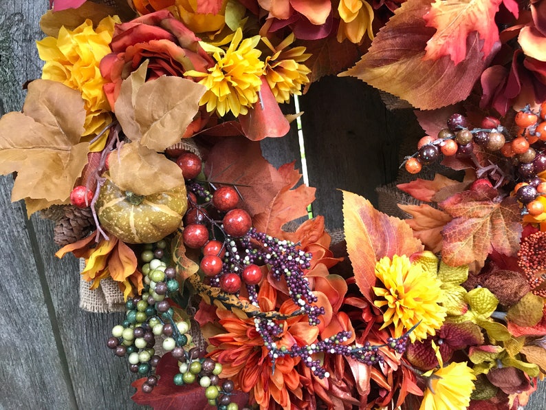 Ruffled natural burlap Harvest Wreath