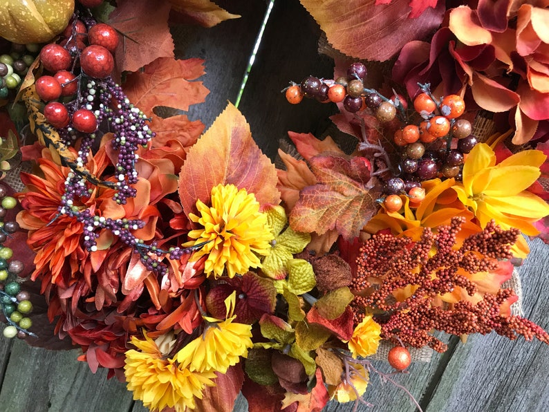 Ruffled natural burlap Harvest Wreath