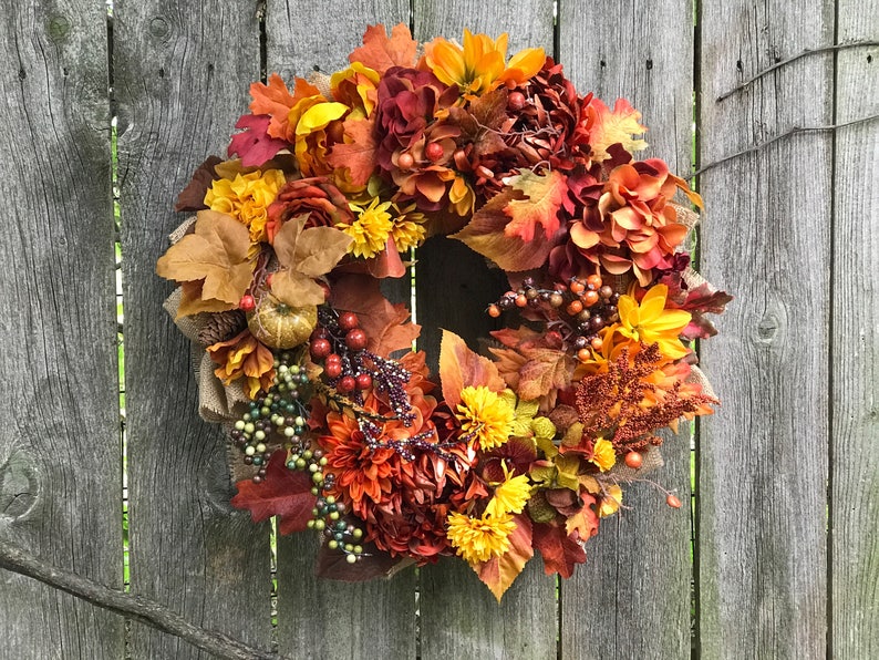Ruffled natural burlap Harvest Wreath