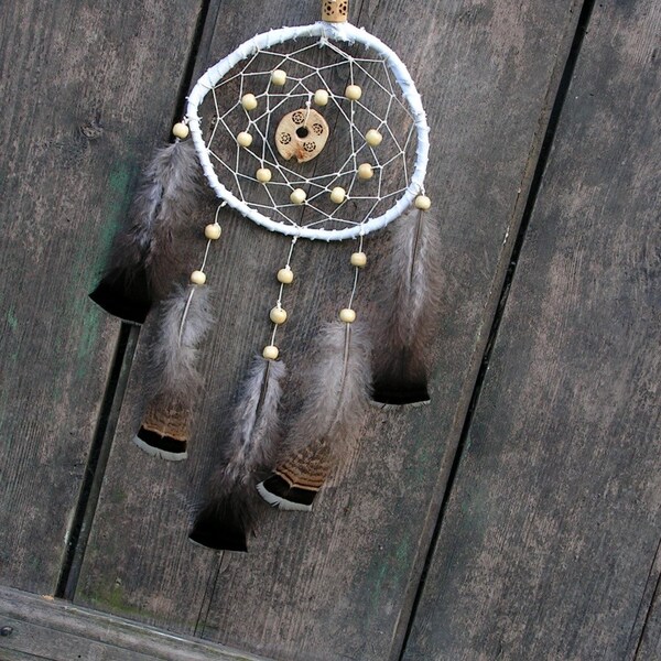 Blanca Boho Dreamcatcher - Natural Boho Home Decor-mágico - Natural gitana móvil atrapasueños, plumas largas