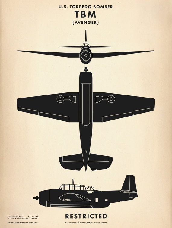 Tbm Avenger Ww2 Aircraft Recognition Poster Etsy