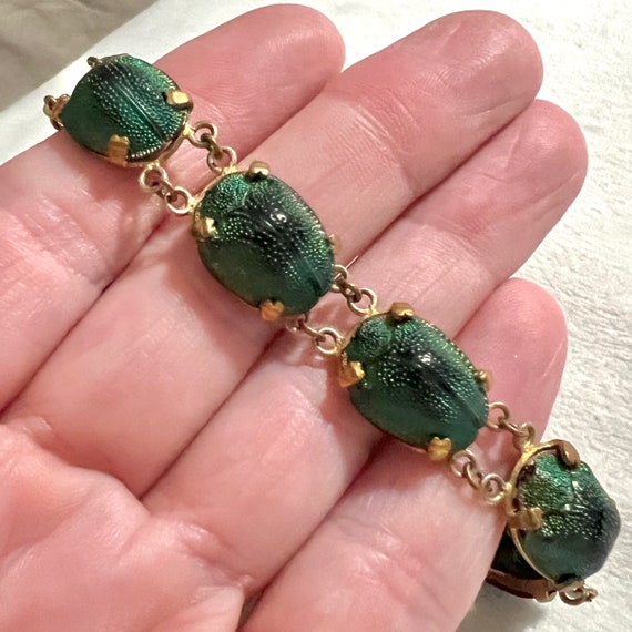 Antique Victorian Egyptian Scarab Beetle Bracelet