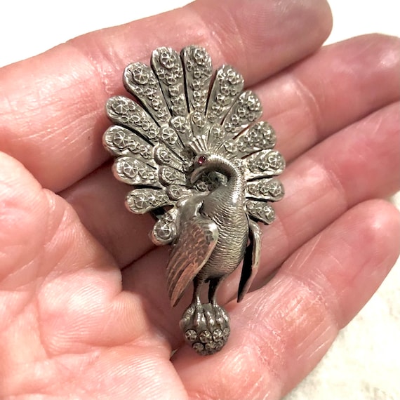Antique 2024 peacock brooch