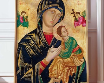 Our Lady of Perpetual Help Download Gifts Madonna and Child Icon Art Traditional Christian Wall Art Print Virgin Mary Vintage Picture Image