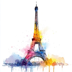 8 Paris Clipart Watercolor Eiffel Tower PNG Clipart Bundle Printable High Quality PNGs Digital Download Junk Journal Paper Crafts Skyline