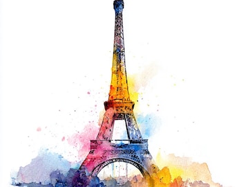 8 Paris Clipart Watercolor Eiffel Tower PNG Clipart Bundle Printable High Quality PNGs Digital Download Junk Journal Paper Crafts Skyline
