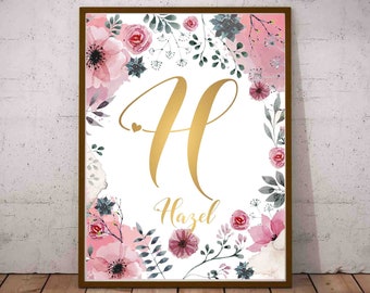 Hazel Personalized Name Sign Hazel Baby Party Decorations Adult Party Decorations Birthday Party Decorations Name Print Nursery Printable