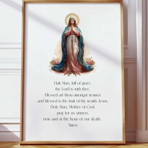 Ave María, llena eres de gracia PNG, decoración de oración, oración a la Virgen María, póster, oración católica para la protección del hogar, impresión, arte de pared, imprimible digital