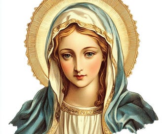 11 Virgin Mary Clipart Ephemera Blessed Mother Clipart Vintage Retro Image Picture Watercolor Digital PNGs  Bundle Paper Craft Junk Journal