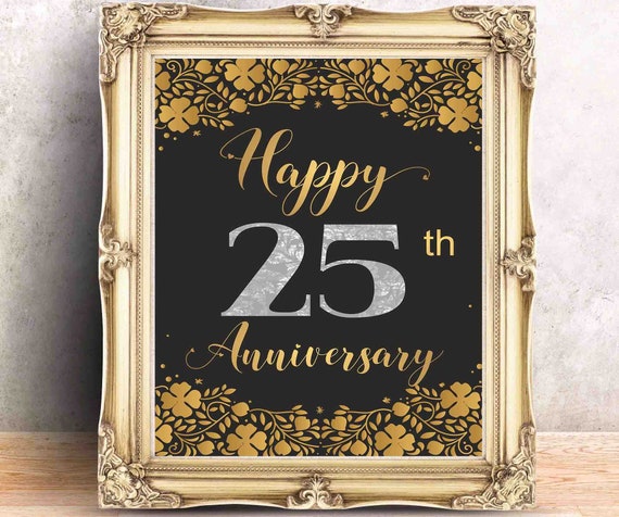 Happy Anniversary Printable Anniversary 25 Year Banner | Etsy