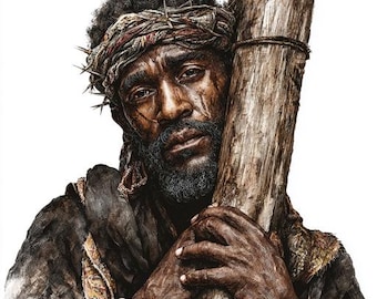 8 svarta Jesus som bär kors Clipart, påsk akvarell utskrivbar, digital nedladdning, högkvalitativa PNG-filer papperspyssel skräpjournaler klippbok
