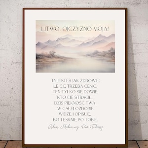 Litwo ojczyzno moja, Polish Poem, Polish Grandma Grandpa Gift Po Polsku for Babcia, Polski wiersz polskie cytaty Dzien Babci Polish Language