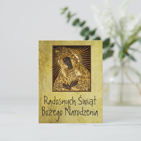 Wesołych Świąt Tarjeta de Navidad polaca / Tarjeta digital / Idioma polaco Polski I María Navidad I Virgen María Polonia Regalos polacos