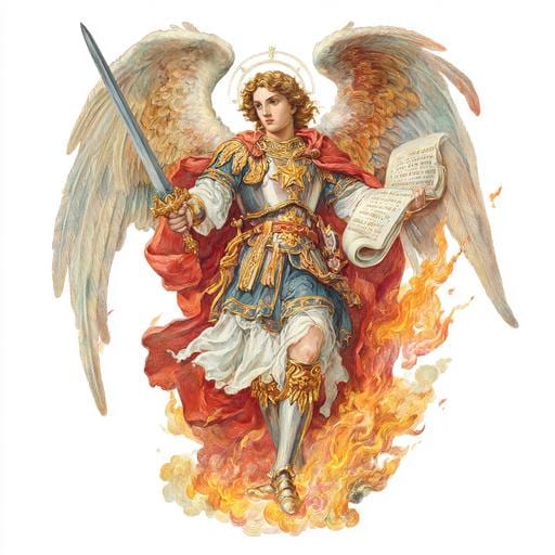 天使の水彩画 聖ウリエル大天使クリップアート8点、男性天使、水彩画印刷可能