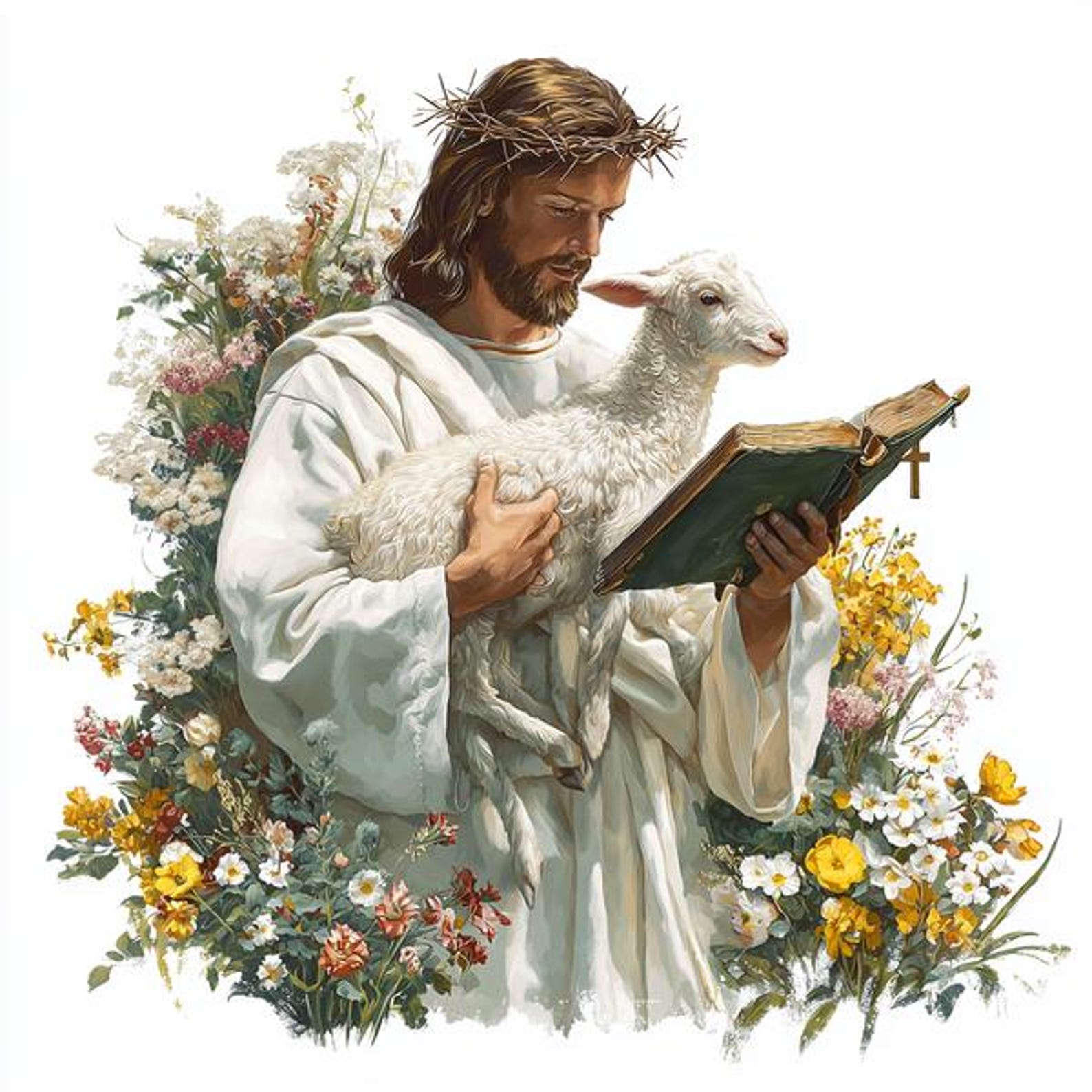 8 Jesus Christ Reading Bible, Clipart Bundle Watercolor Printable ...