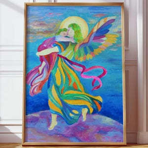 Nursery Angel Guardian Angel of God of the Lord of Peace The Holy Spirit Picture Printable Poster for Kids Children Room Digital Wall Art