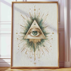 All Seeing Eye of God POSTER, Mystical Christian Sacred Symbol, Divine Spiritual Wall Art, Minimalist Abstract Geometric Religious Print
