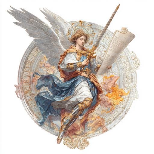 聖ウリエル大天使クリップアート8点、男性天使、水彩画印刷可能