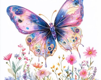 8 Gorgeous Butterfly Clipart Digital Butterfly Watercolor Printable High Quality PNGs Paper Craft Junk Journal Scrapbooking Digital Crafting