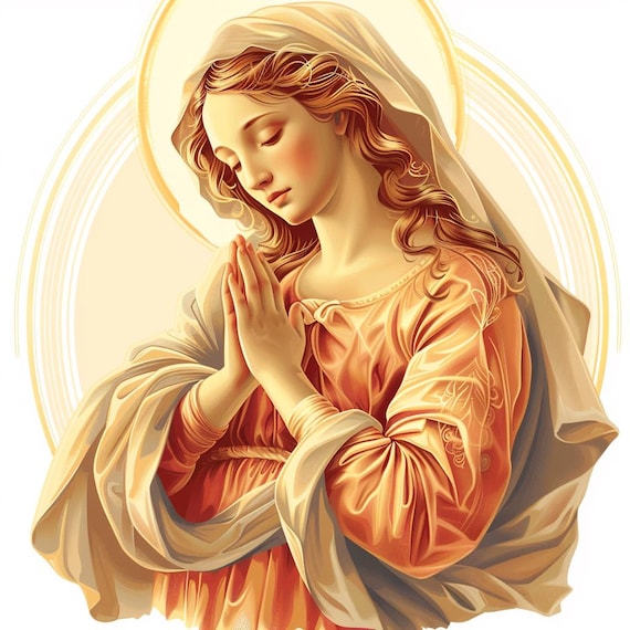 8つのかわいい聖母マリアのクリップアート肖像画デジタルダウンロード