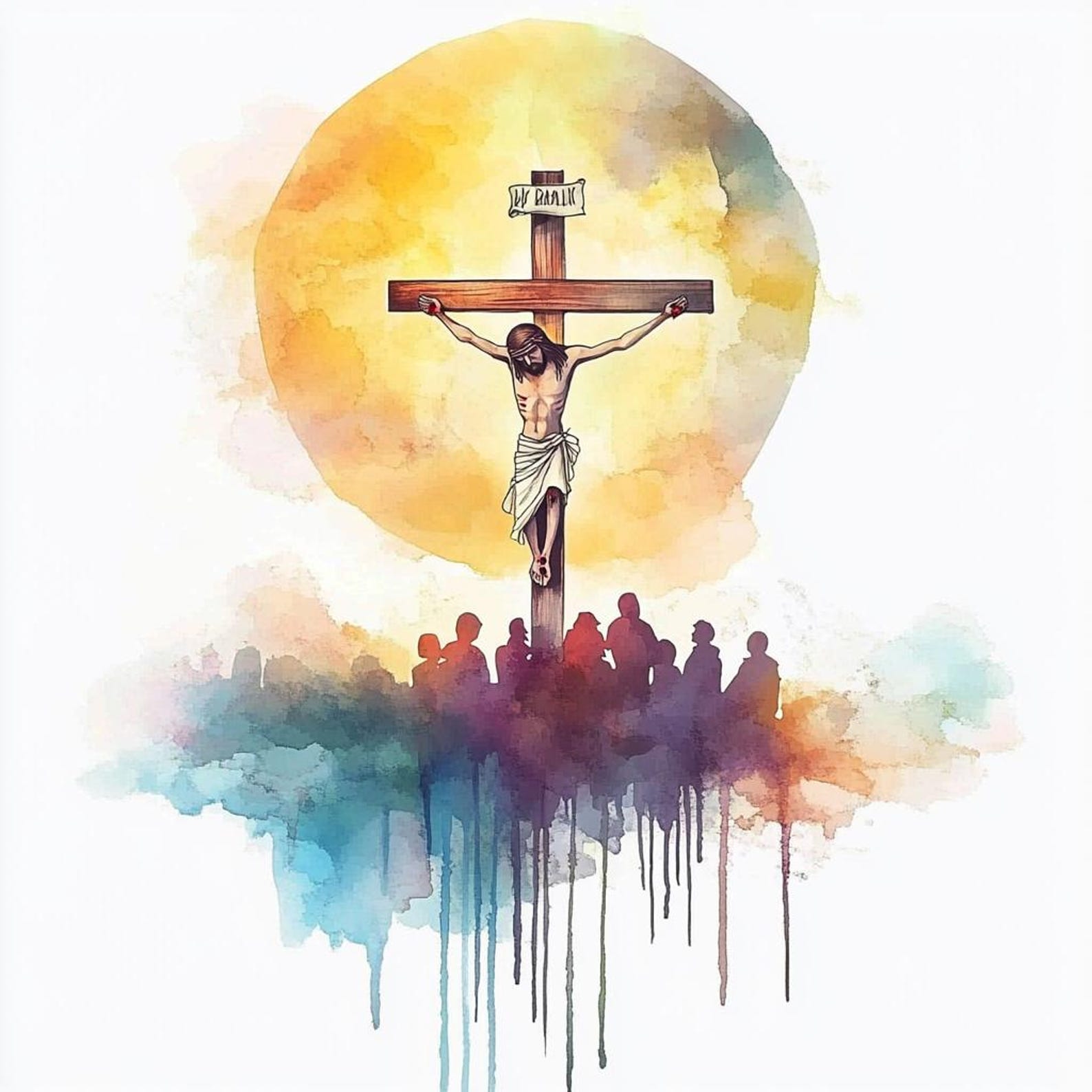 8 Jesus Crucifixion Clipart Golgotha Watercolor Christian Crucifix Art ...
