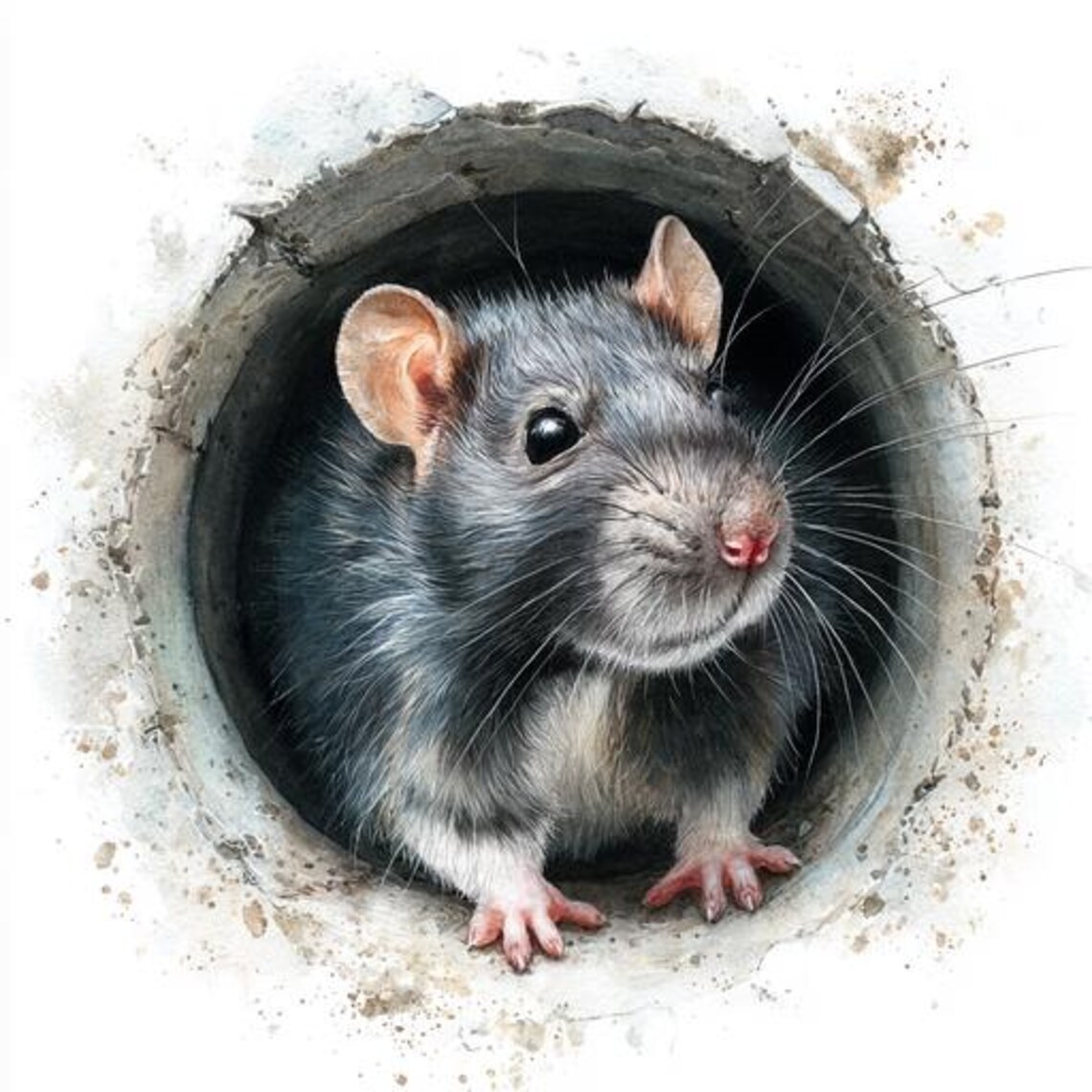 8 Rat Clipart Printable Watercolor Domestic Animals Digital Download ...
