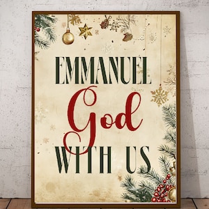 Matthew 1:23, Emmanuel God With Us, Christmas Bible Verse Wall Art, Christmas Verse Wall Art, Christian Holiday Wall Decor, Immanuel Bible