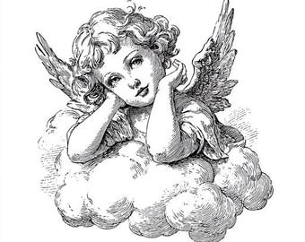 8 Cherub Clipart, Cupid Angel Drawings, Black and White, Digital Download, Commercial Use PNGs, Printable, Paper Crafts, Journals, Scrapbook