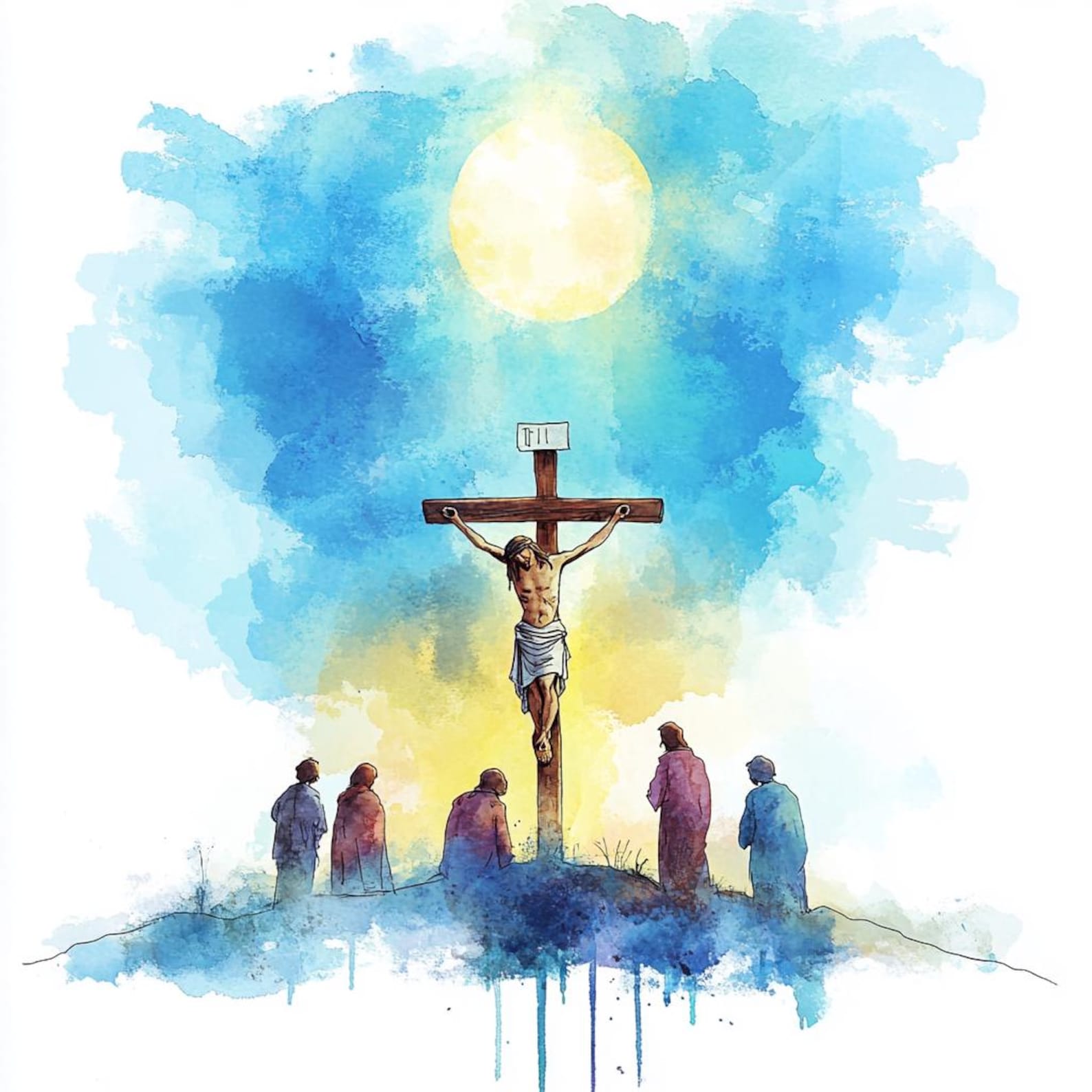 8 Jesus Crucifixion Clipart Golgotha Watercolor Christian Crucifix Art ...