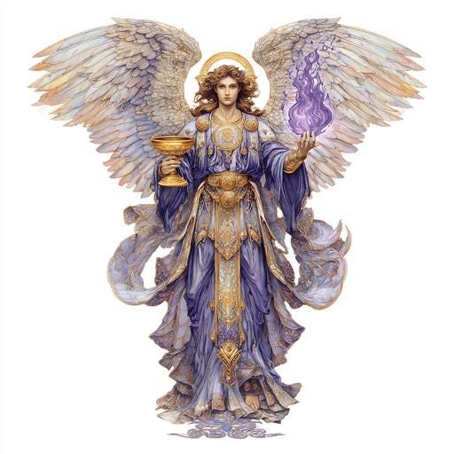 8つの聖ザドキエル大天使クリップアート、水彩画のキリスト教アート