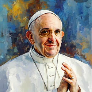 4 impressões digitais do Papa Francisco, arte comercial, memorial, arte de parede católica, aquarela, pintura a óleo, retrato, PNG, papel, artesanato, diários de sucata