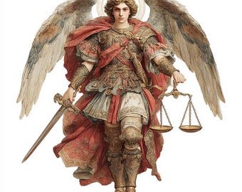 8 imágenes prediseñadas de San Miguel Arcángel, ángel celestial, acuarela, imprimible, PNG de alta calidad, manualidades de papel, diario basura, álbumes de recortes, archivos digitales