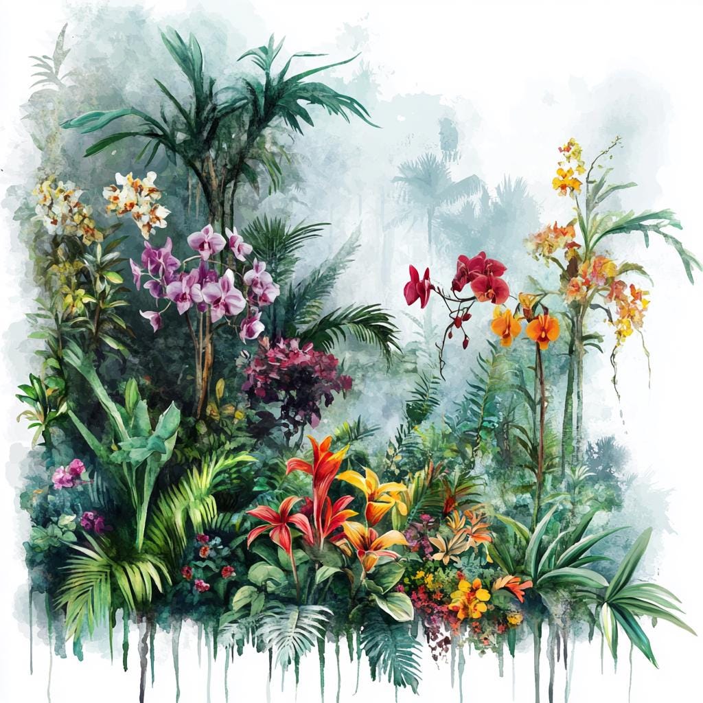 8 Tropical Clipart Rainforest Clip Art Jungle Clipart Watercolor ...