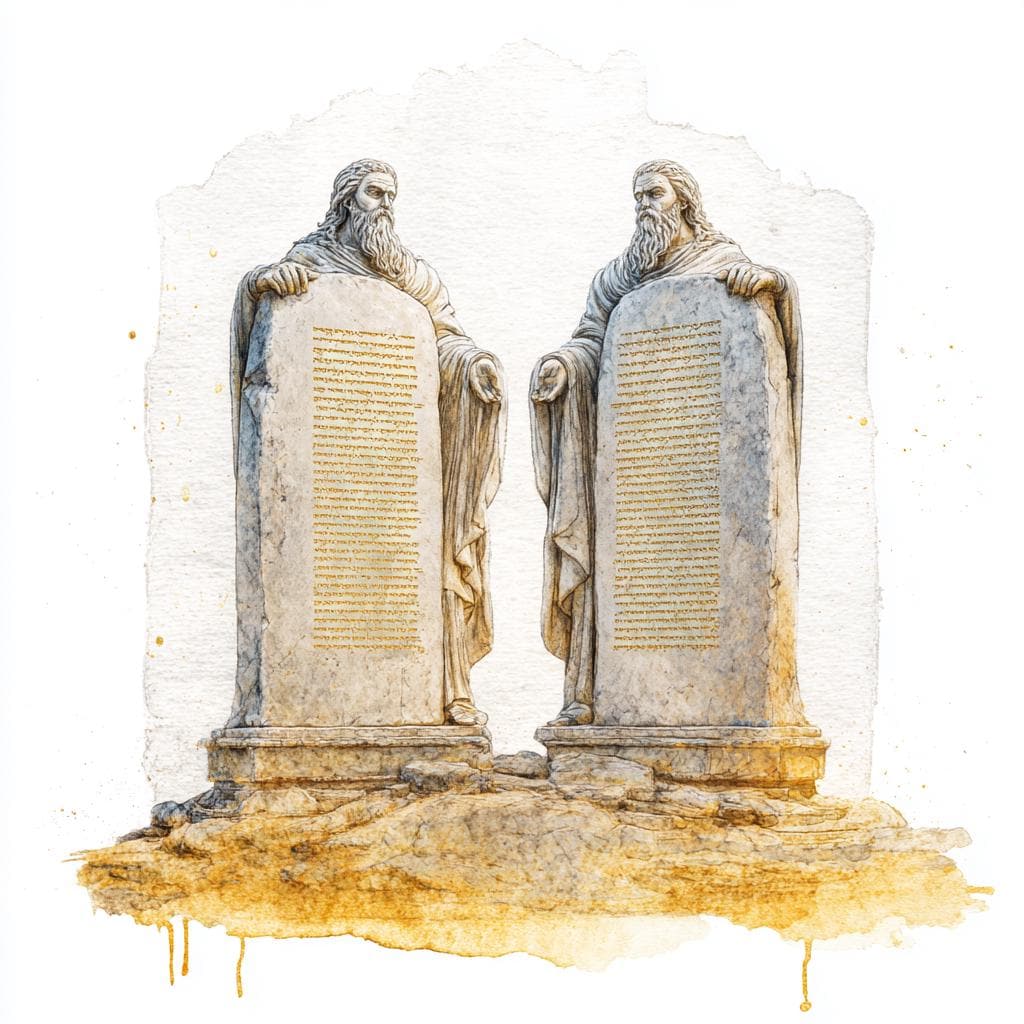 Line Drawingsof Two Stone Tablets 8 Two Tablets of Ten Commandments Clipart Moses Stone Graphic, Old ...