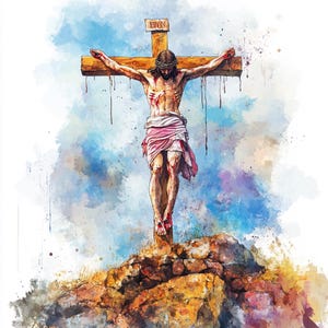 8 Clipart di Gesù Cristo Clip art di Gesù Crocifisso Croce Golgota Collina Acquerello Passione di Cristo Download digitale Artigianato di carta Diari spazzatura
