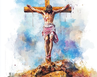 8 Jesus Kristus Clipart Jesus korsfäste Clip Art Kors Golgataberget Akvarell Kristi passion Digital nedladdning Papperspyssel Skräpjournaler