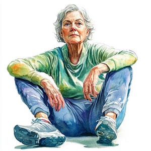8 Clipart femme aînée au repos Clipart imprimable aquarelle dame âgée de haute qualité PNG en téléchargement numérique Artisanat en papier journaux indésirables
