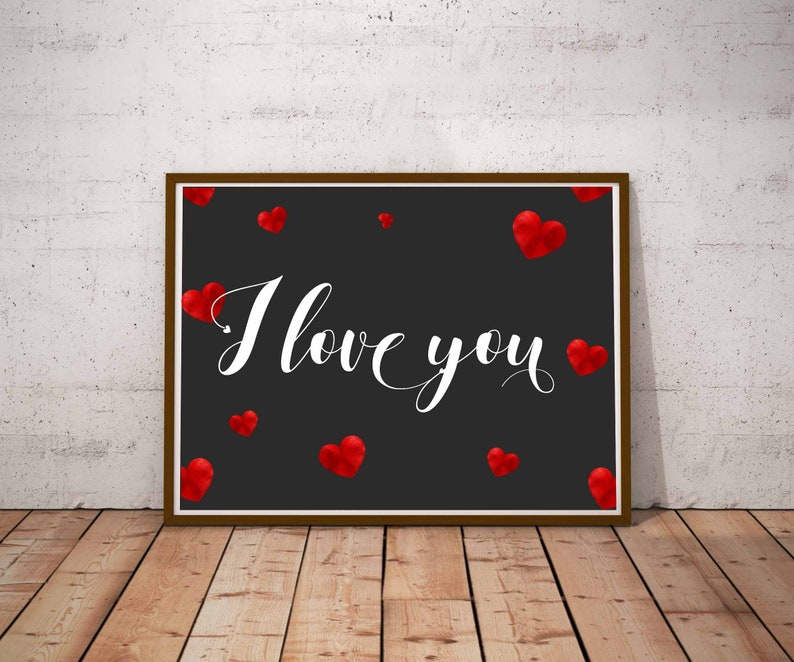 Black Background Print I Love You Wall Art Love Printable I Etsy