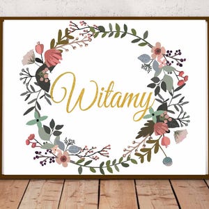 Polish Wall Art Welcome Sign Witamy Print Wall Hanging Home Decor Wall Art from Poland Poster, Polish Housewarming Quote Sayings Words Print